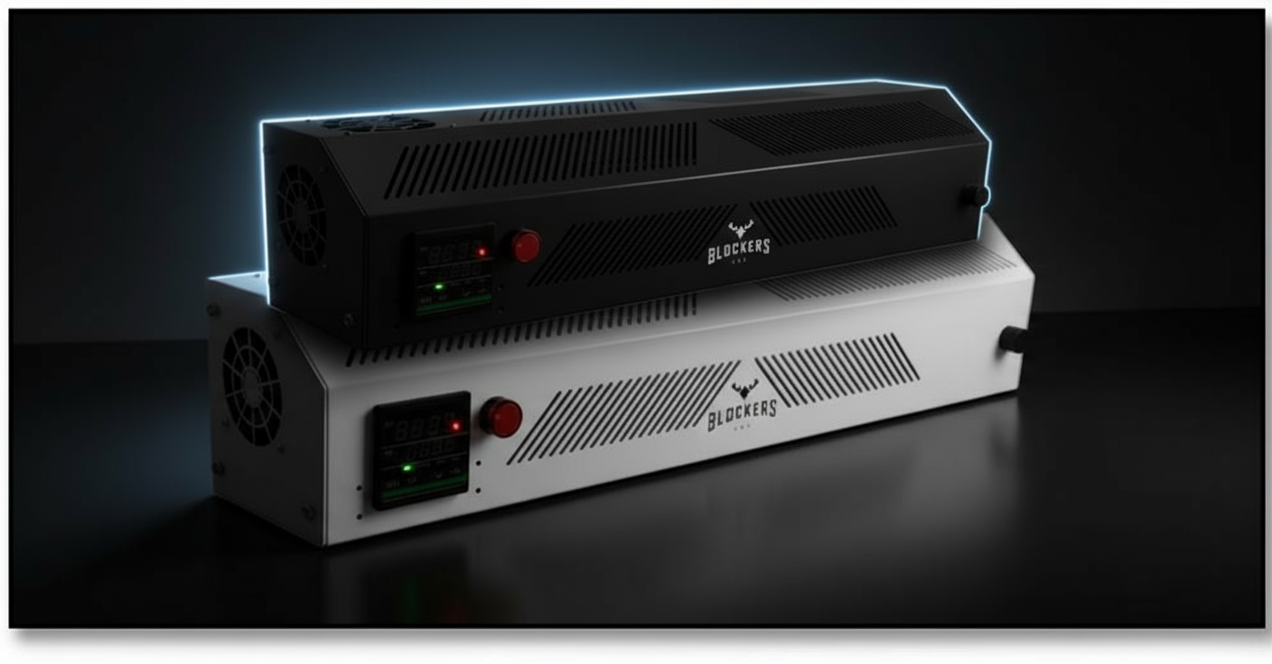 Professional fog systems in two variants side by side
